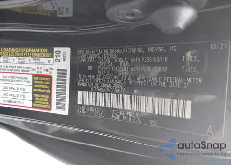 2022 Toyota Sienna Limited z USA, uszkodzony, nr VIN 5TDZRKEC7NS078677